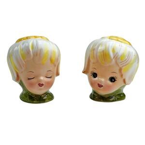 Vintage Lefton Thumbelina Honey Bun Girl Salt & Pepper Shakers 1711 Japan